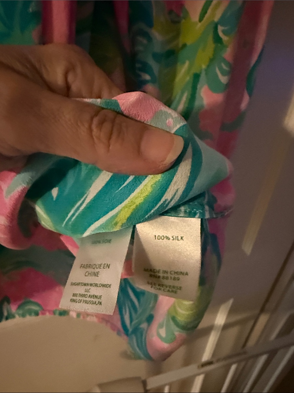 Lilly Pulitzer Elsa Pink & Aqua Floral Peasant Blouse - Picture 4 of 5